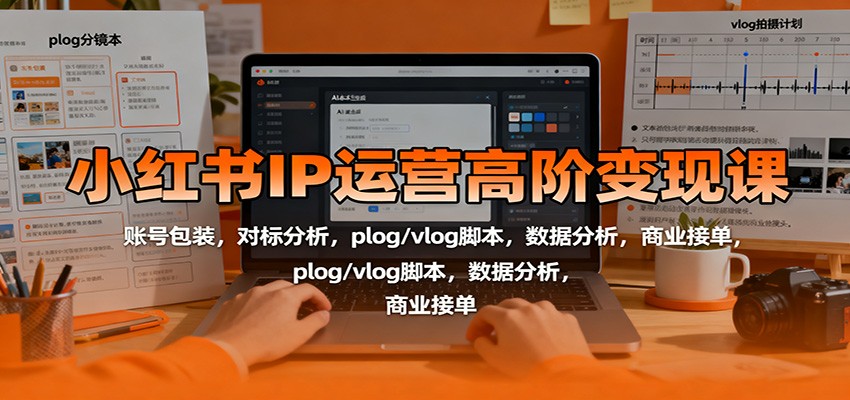 小红书IP运营高阶变现课：账号包装，对标分析，plog/vlog脚本，数据分析，商业接单-创业攻略