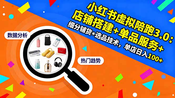 小红书虚拟陪跑3.0：店铺搭建+单品服务+细分铺货+选品技术，单店日入100+-创业攻略