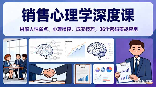 销售心理学深度课，讲解人性弱点、心理操控、成交技巧，36个密码实战应用-创业攻略