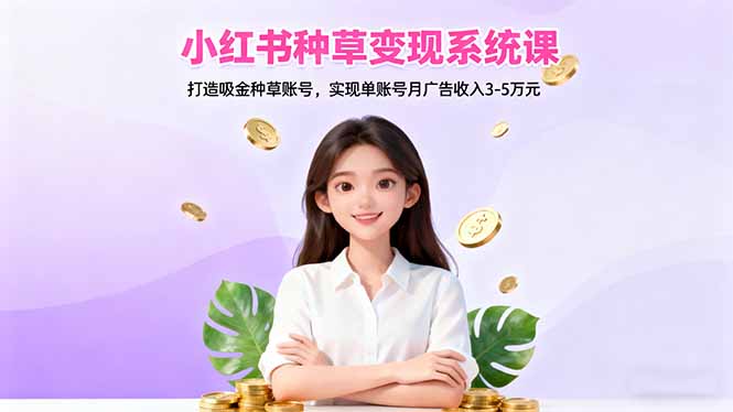 小红书种草变现系统课：打造吸金种草账号，实现单账号月广告收入3-5万元-创业攻略