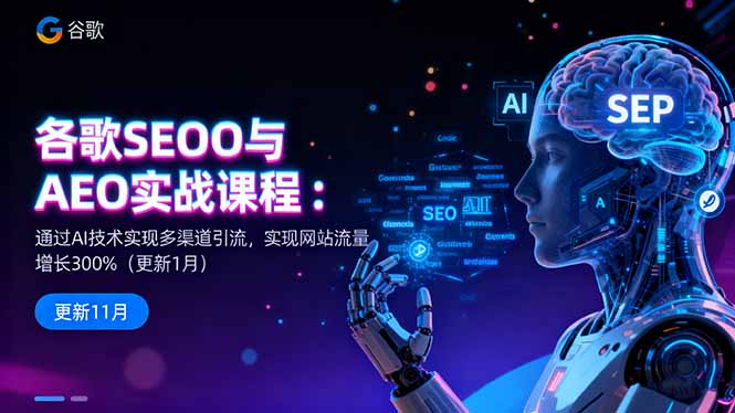 谷歌SEO与AEO实战课程：通过AI技术实现多渠道引流，实现网站流量增长300%-创业攻略