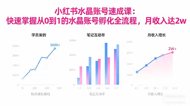 2025小红书水晶账号速成课：快速掌握从0-1水晶账号孵化全流程，月收入达2w-创业攻略