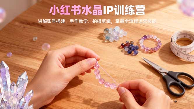 小红书水晶IP训练营，讲解账号搭建、手作教学、拍摄剪辑，全流程运营技能-创业攻略