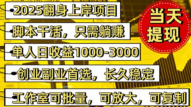 2025翻身上岸项目脚本干活,内部客户经理内部开号,单人日收益1000-300...-创业攻略