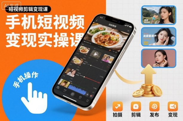 手机短视频变现实操课，短视频剪辑变现课-创业攻略