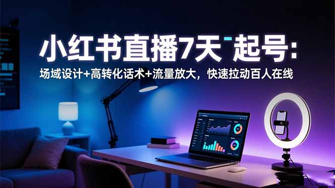 小红书直播7天起号：场域设计+高转化话术+流量放大，快速拉动百人在线-创业攻略