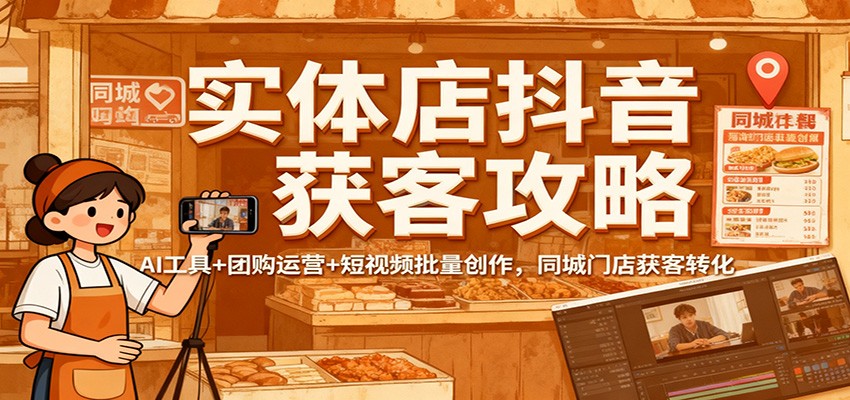 实体店抖音获客攻略：AI工具+团购运营+短视频批量创作，同城门店获客转化-创业攻略